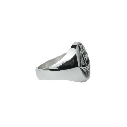 Sailing ship oval signet ring