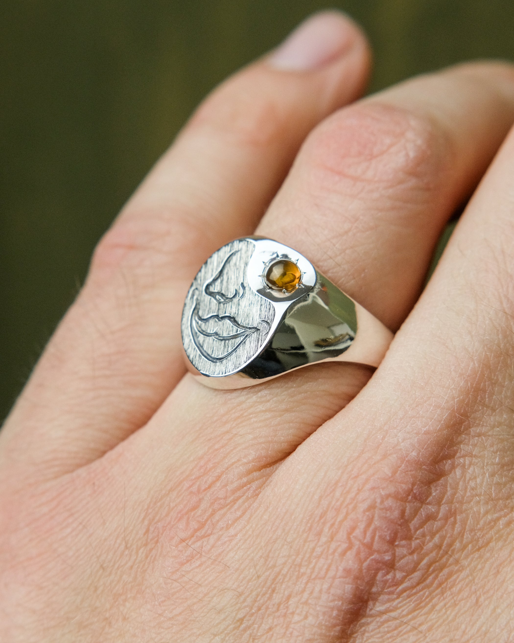 Amber signet store ring